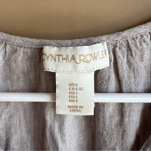 Cynthia Rowley Linen Long Sleeve Dress - Size L - Modest Neutral Beach Summer - Picture 3 of 6